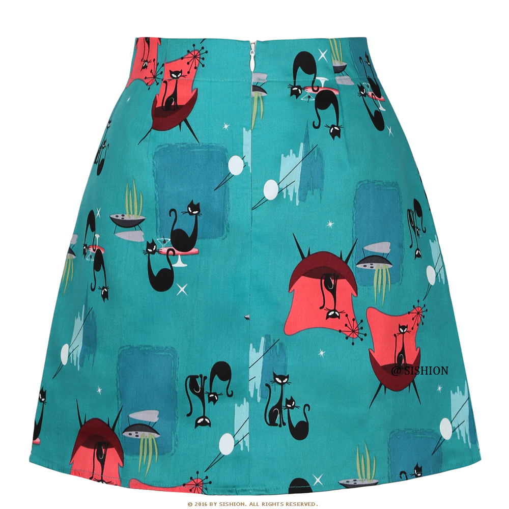 Cats Printed Gothic Goth Skirt