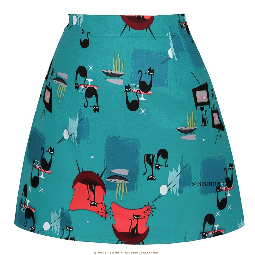 Cats Printed Gothic Goth Skirt